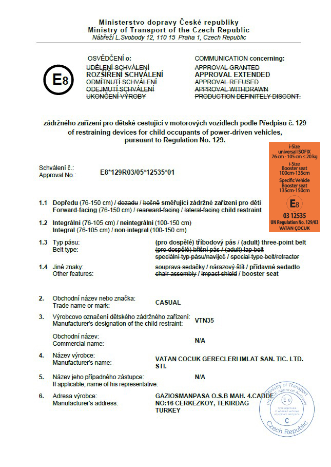 I-Size certified car seat